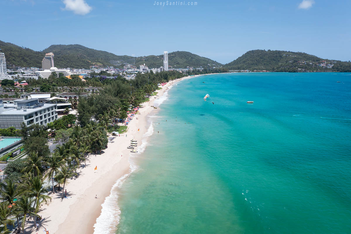 White sand and blue water of Patong beach