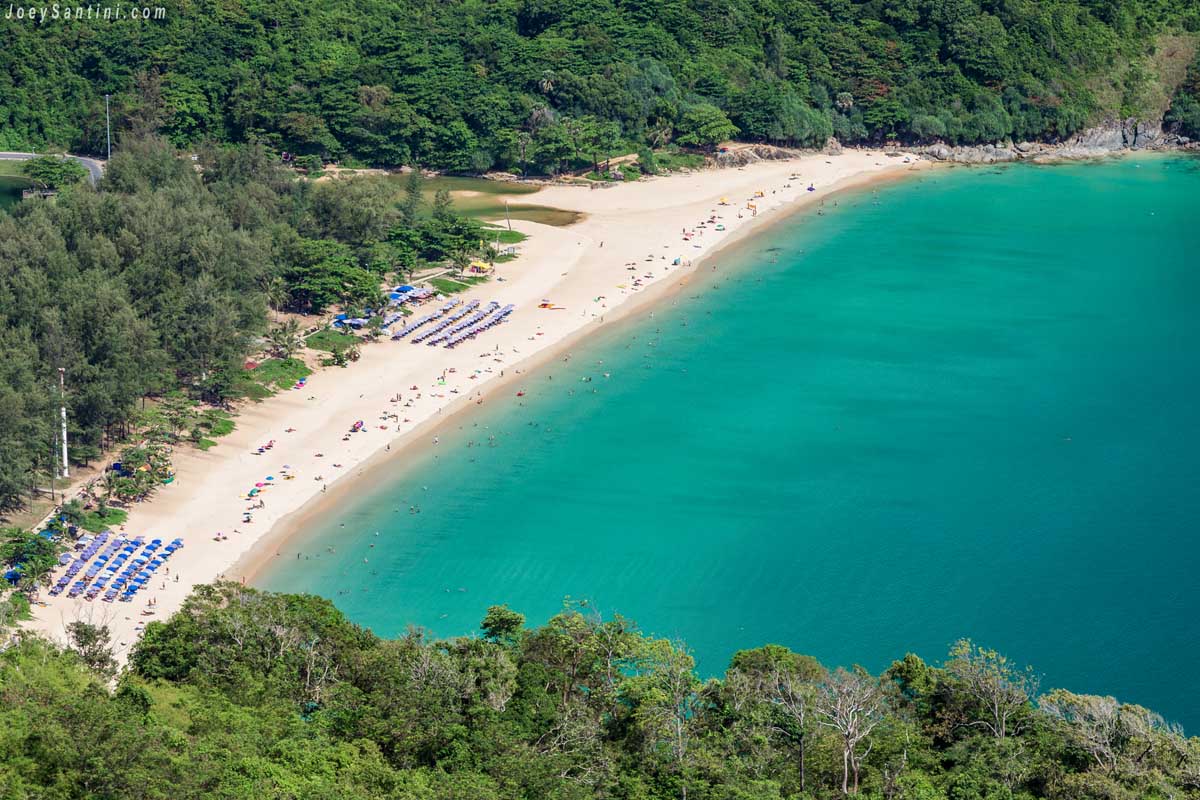 Turquoise water and white sand of Nai Harn beach