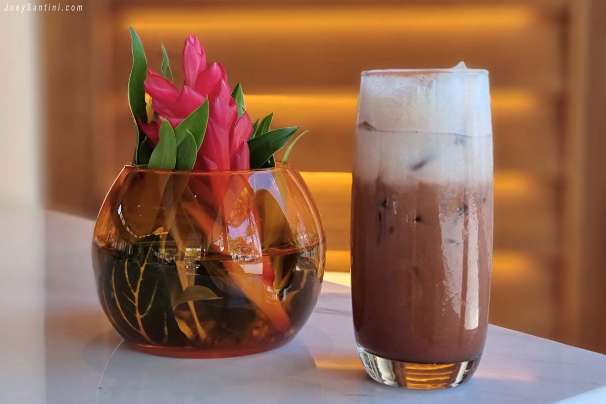 Shot of a chocolate drink in a glass