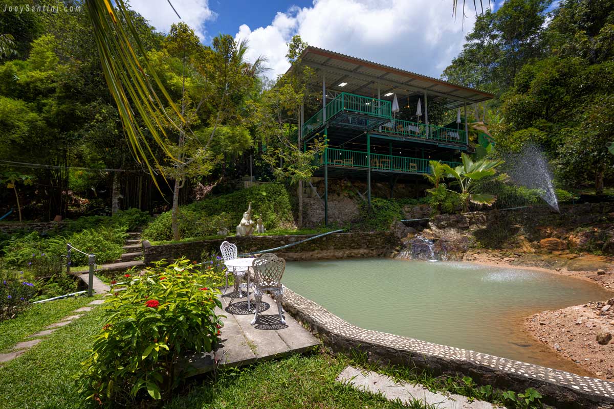 Khiang Kao Forest Cafe three level building with pond in Kathu Phuket