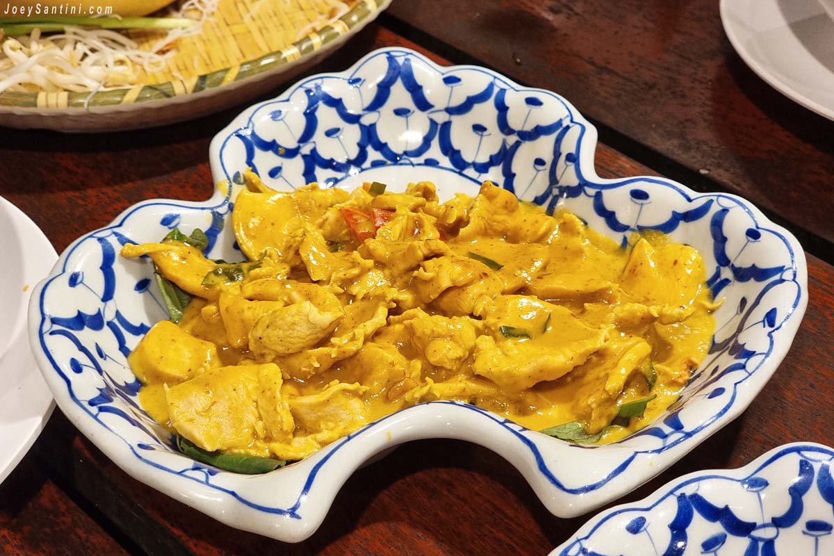 Rich panang curry chicken dish at No 6 restaurant up the hill Patong Phuket