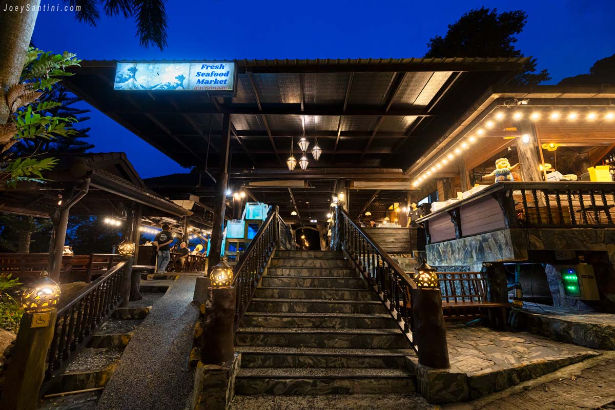 No 6 Restaurant Up The Hill Patong fresh seafood market entrance staircase